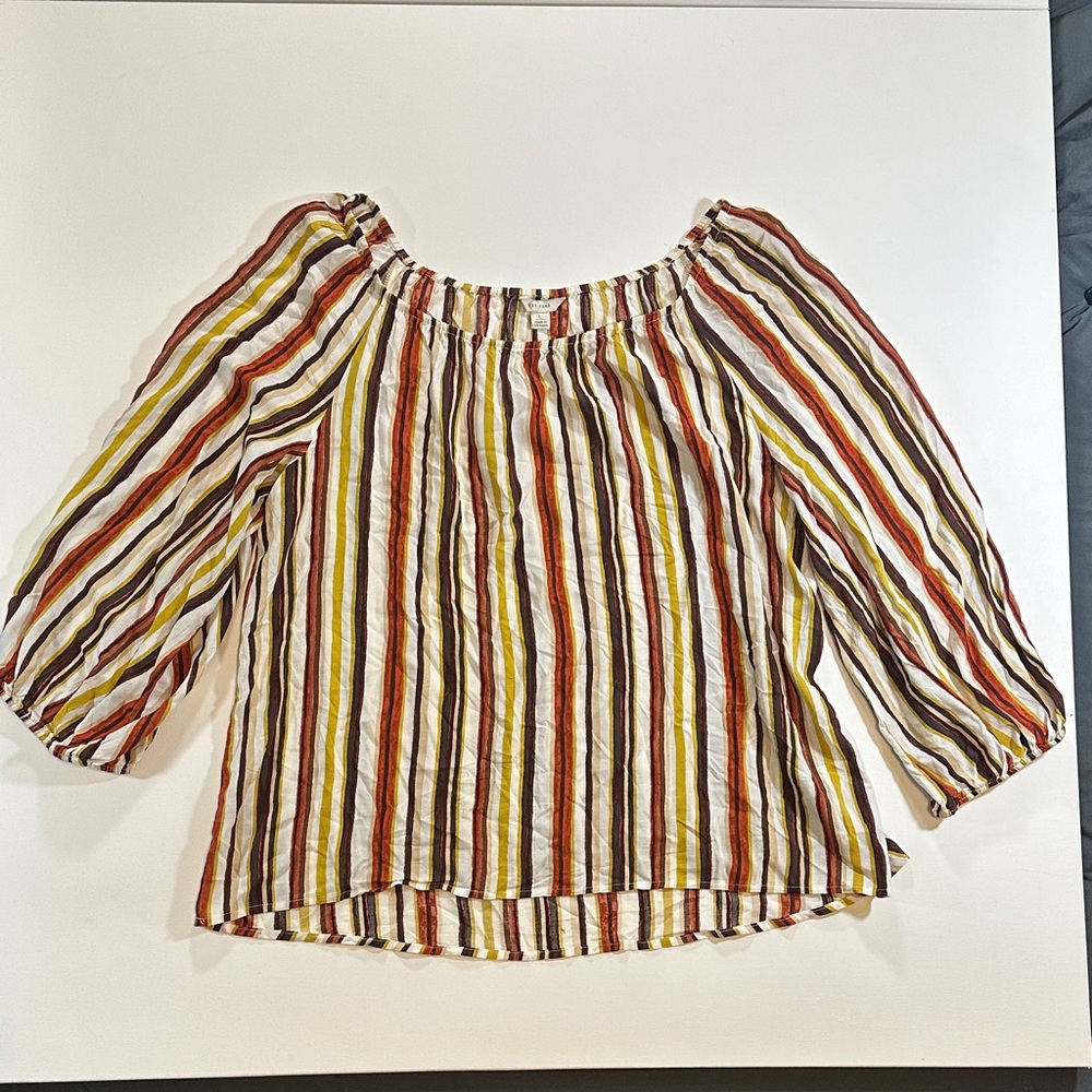 Colorful Striped Off Shoulder Blouse Women’s Large